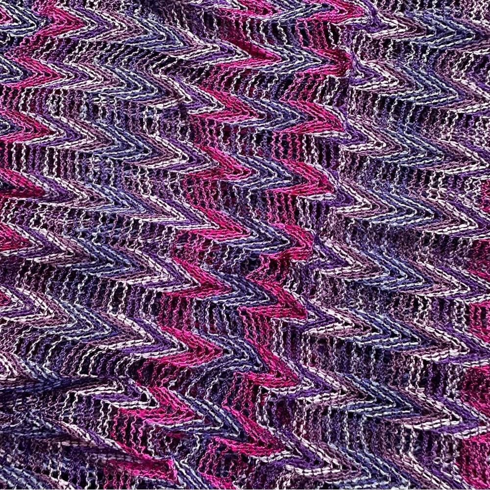 Missoni Pink & Purple Knit Zig Zag Fringe Scarf - Picture 4 of 6